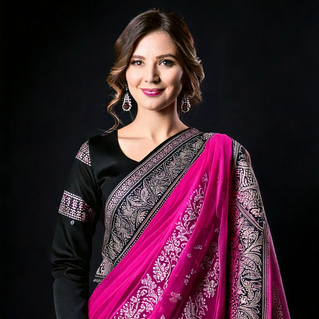 salwar kameez noir et rose